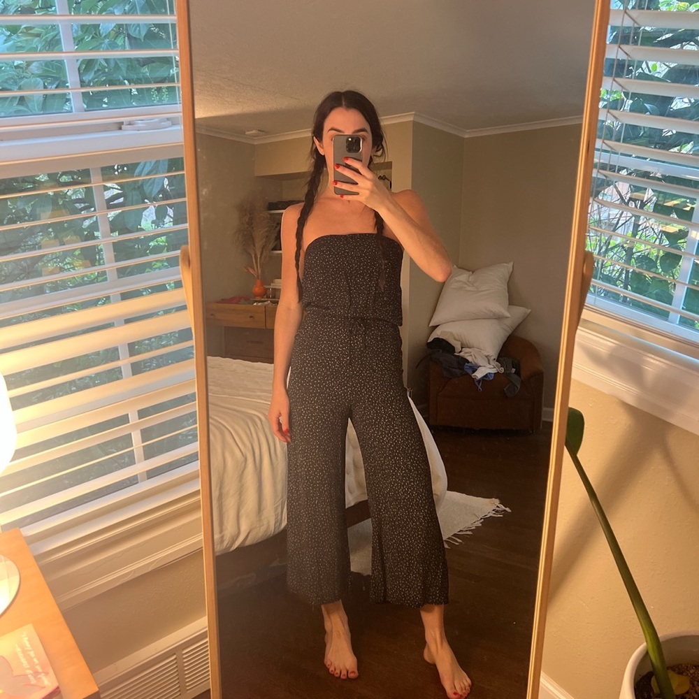 Blue Life Black Jumpsuit with Polka Dots